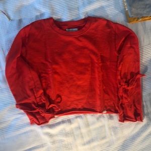 Red cropped long sleeved top